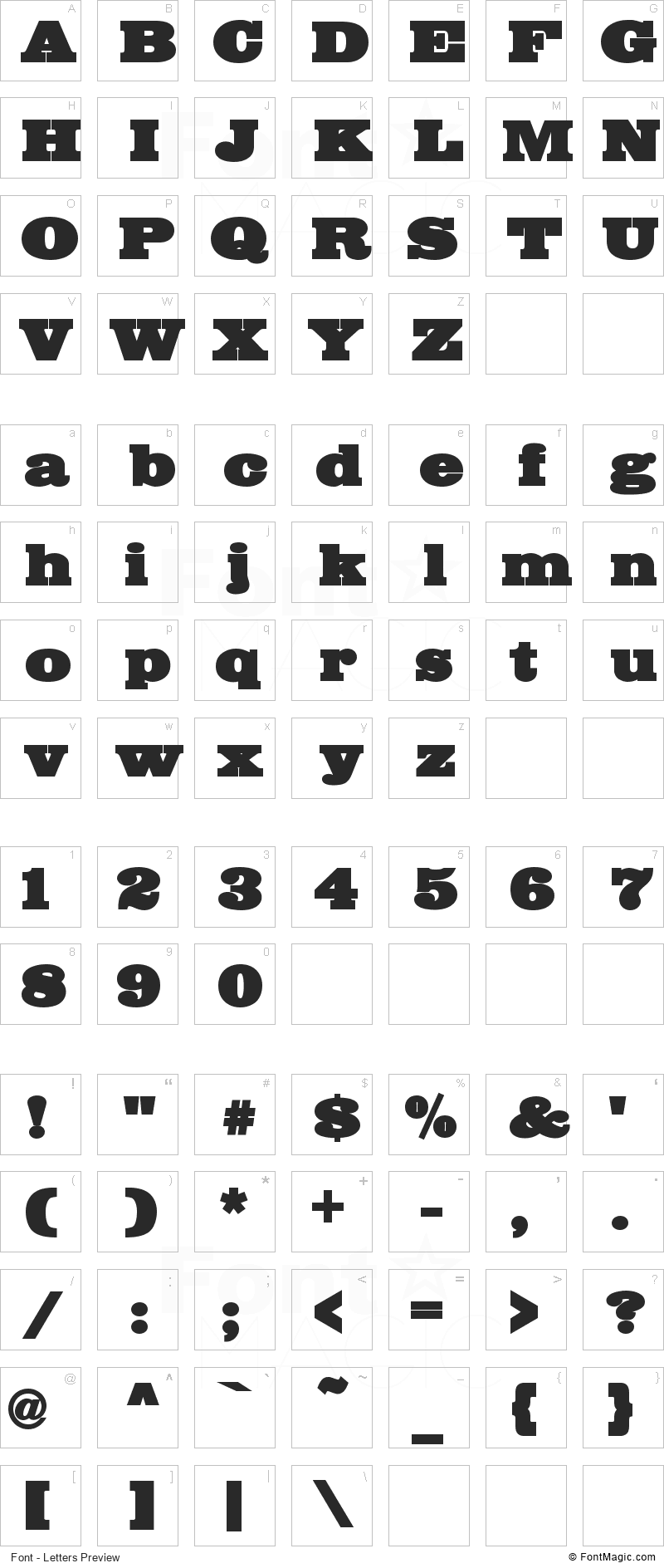 Big Mummy Font - All Latters Preview Chart